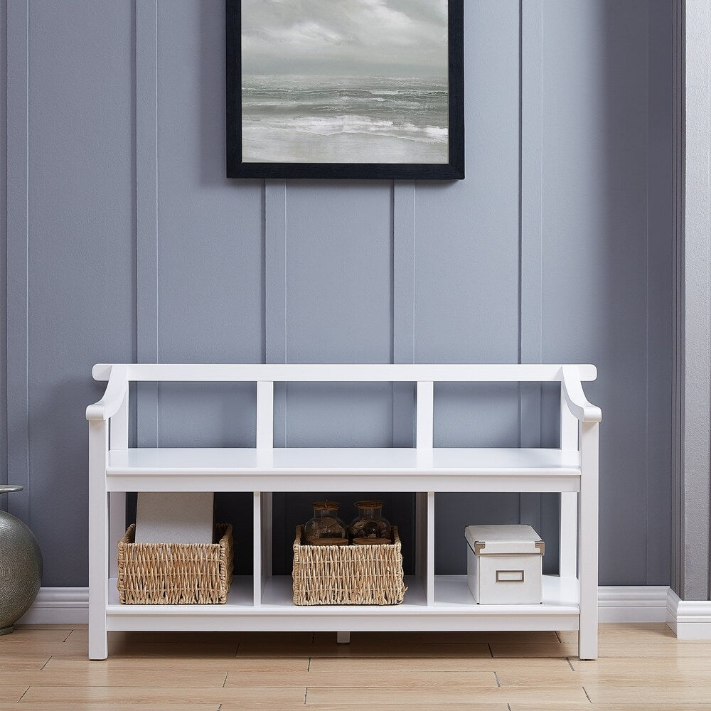 Porch & Den Sylvester White Entryway Storage Bench