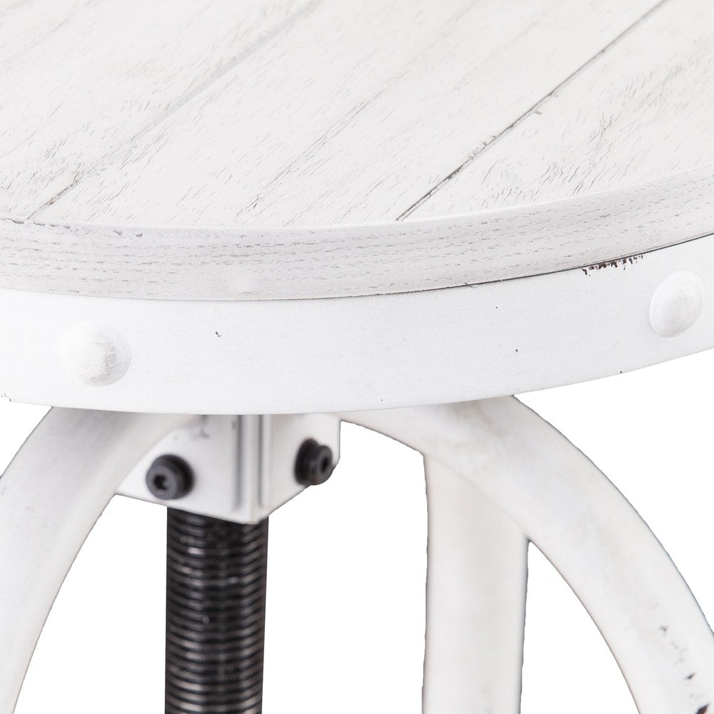 SEI Furniture Horstmann Industrial White Adjustable Swiveling Stool