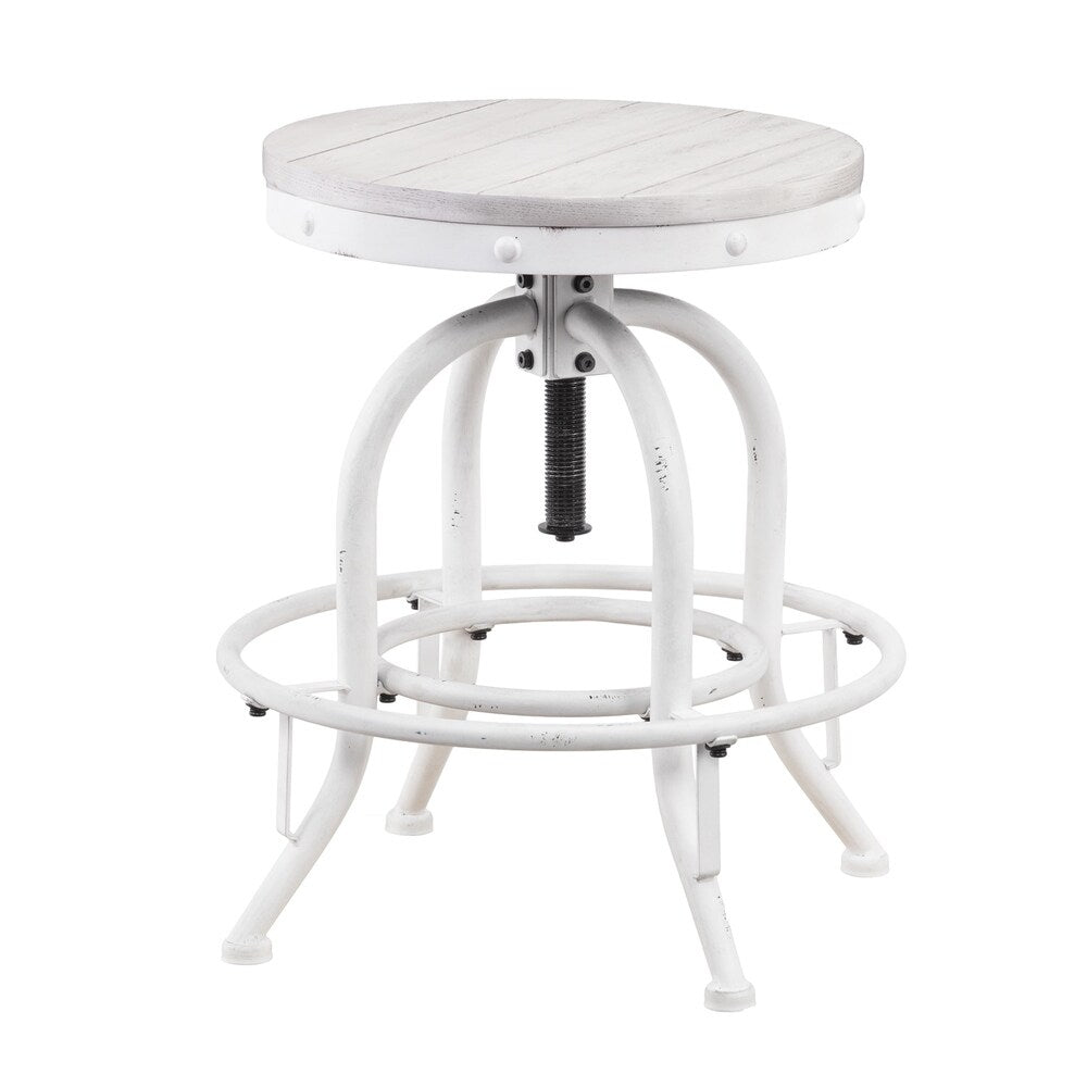 SEI Furniture Horstmann Industrial White Adjustable Swiveling Stool