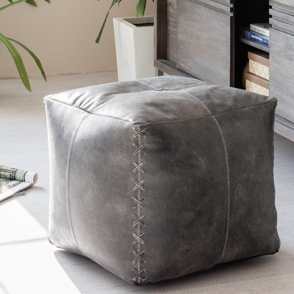 Harper Genuine Leather Pouf