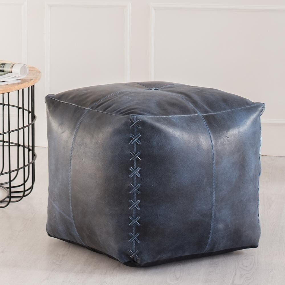Harper Genuine Leather Pouf