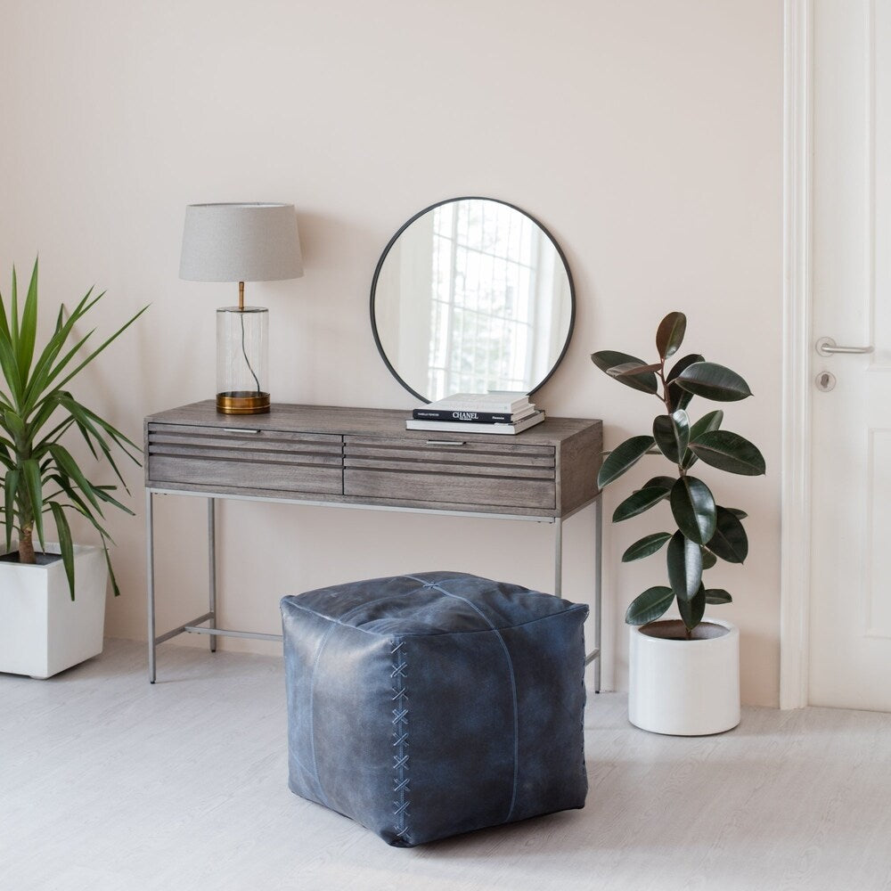 Harper Genuine Leather Pouf
