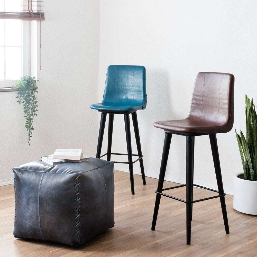 Harper Genuine Leather Pouf