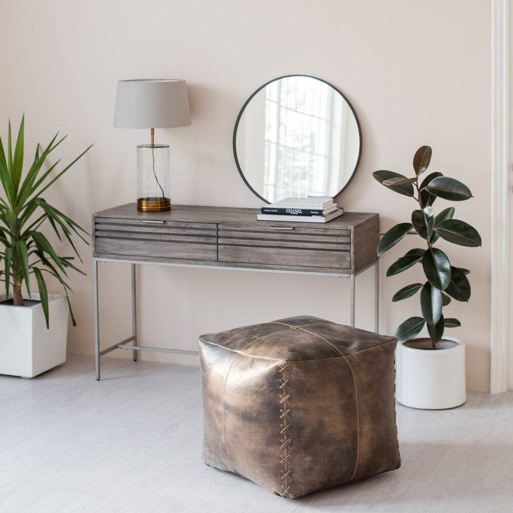 Harper Genuine Leather Pouf