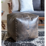 Harper Genuine Leather Pouf