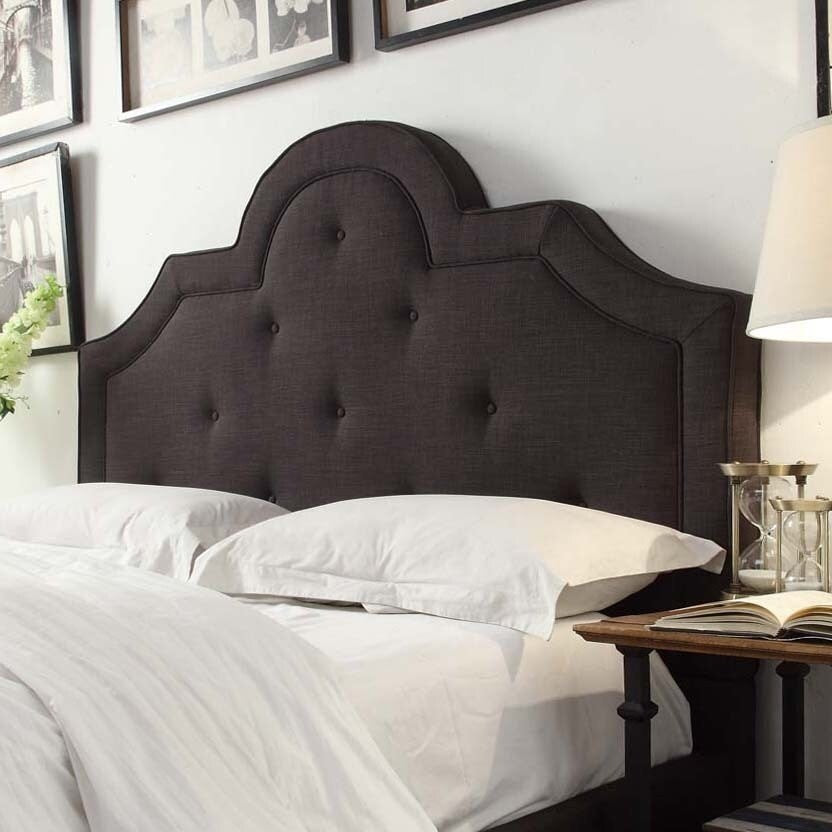 Harper II Tufted High-arching Dark Grey Linen Upholstered Full-size Headboard by iNSPIRE Q Bold