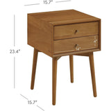Harper Mid-Century Wood Nightstand with 2-Drawers, Small Side 15.7"D x 15.7"W x 23.4"H