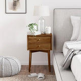 Harper Mid-Century Wood Nightstand with 2-Drawers, Small Side 15.7"D x 15.7"W x 23.4"H