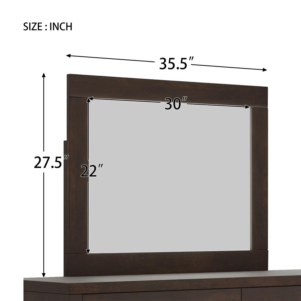 Harper & Bright Designs Vintage Dresser Mirror Rich Brown