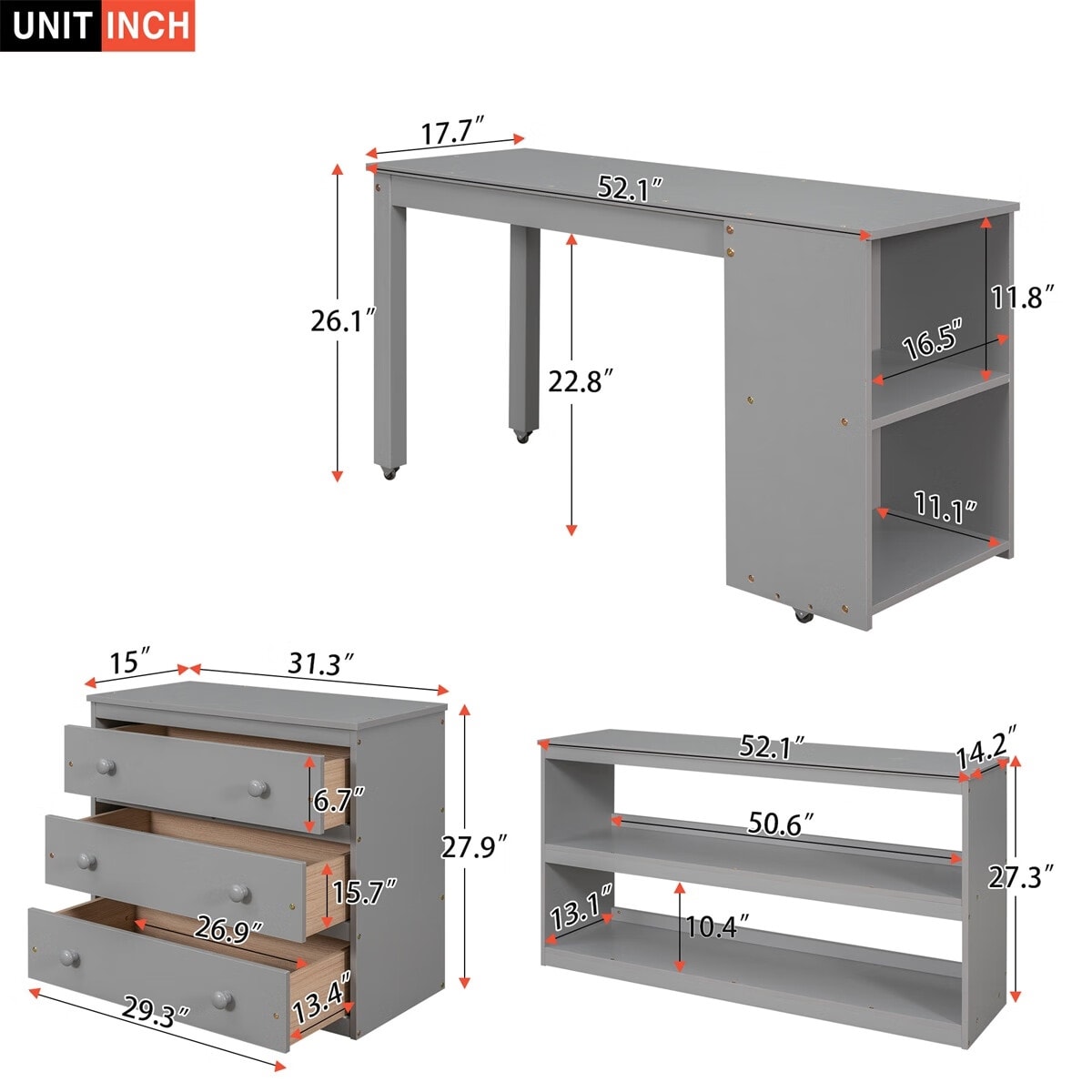Harper & Bright Designs Wood Twin Low Study Loft Bed