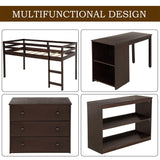 Harper & Bright Designs Wood Twin Low Study Loft Bed