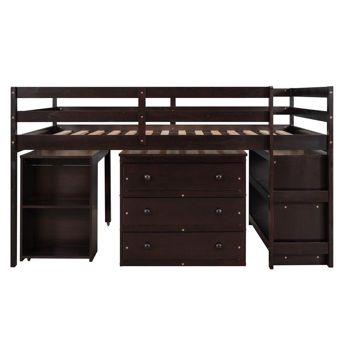 Harper & Bright Designs Wood Twin Low Study Loft Bed