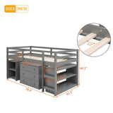 Harper & Bright Designs Wood Twin Low Study Loft Bed