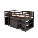 Harper & Bright Designs Wood Twin Low Study Loft Bed