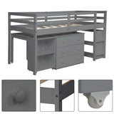 Harper & Bright Designs Wood Twin Low Study Loft Bed