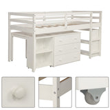 Harper & Bright Designs Wood Twin Low Study Loft Bed