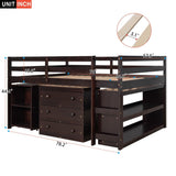 Harper & Bright Designs Wood Twin Low Study Loft Bed