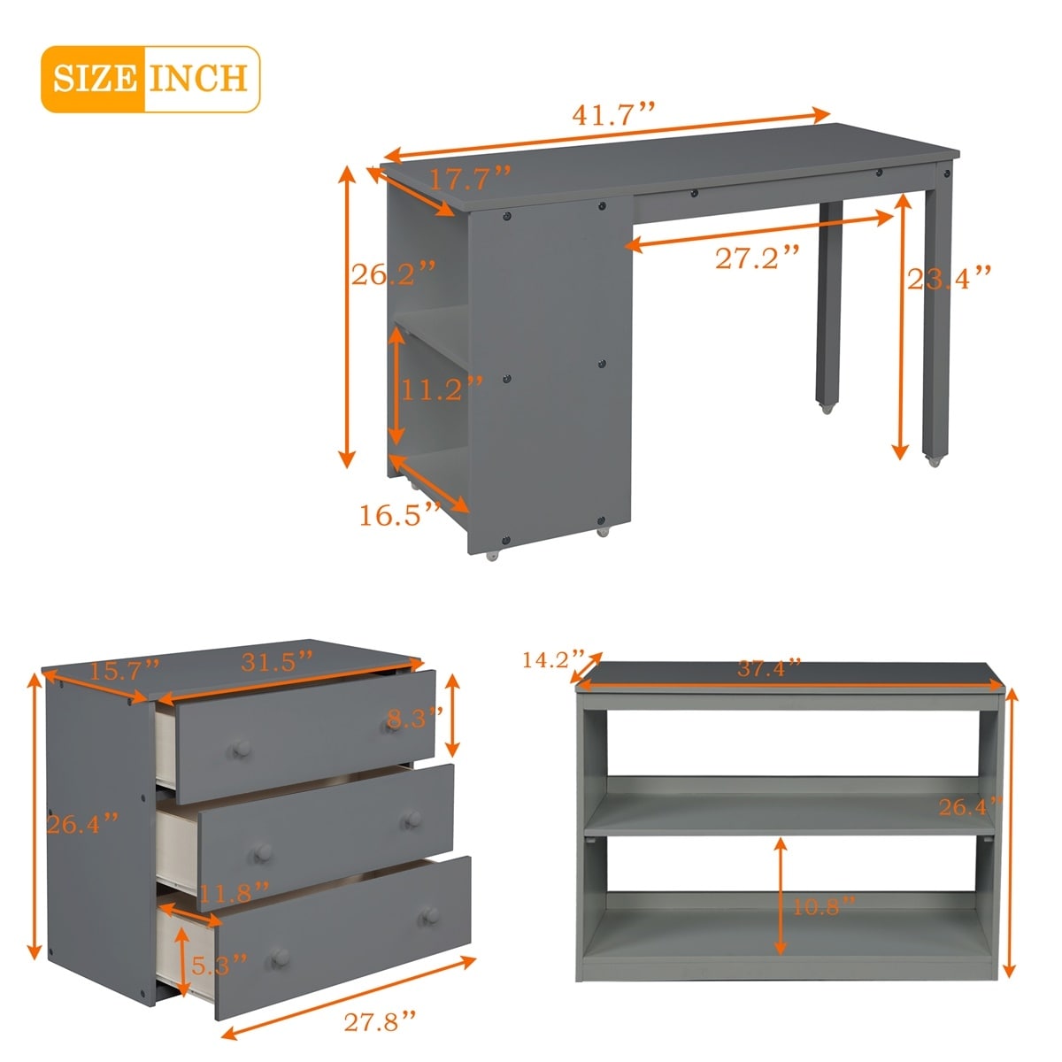 Harper & Bright Designs Wood Twin Low Study Loft Bed