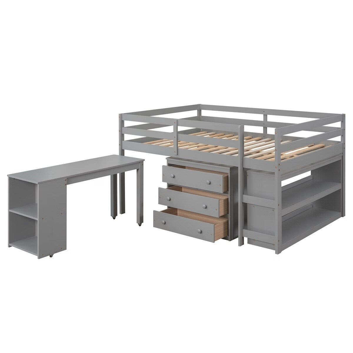 Harper & Bright Designs Wood Twin Low Study Loft Bed
