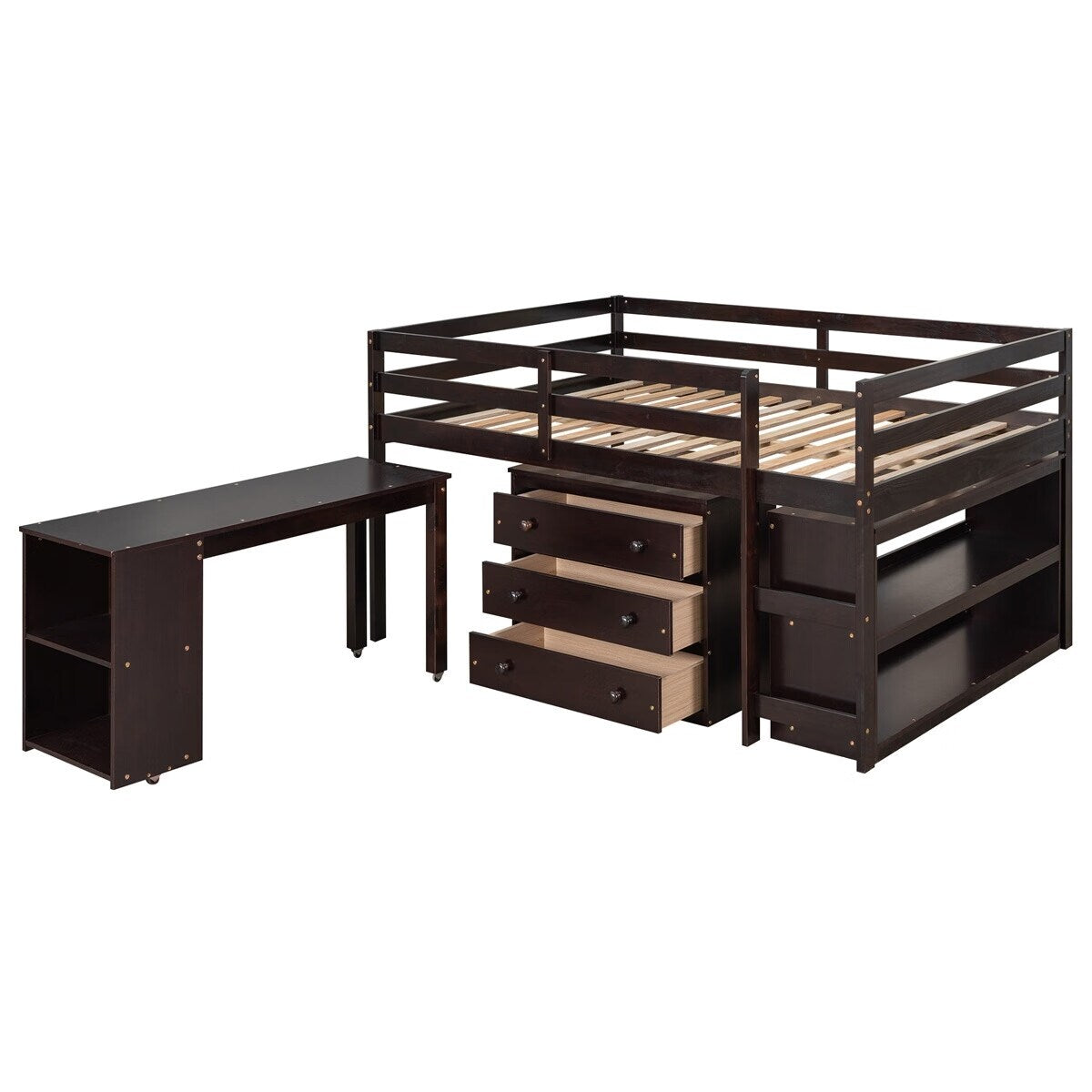 Harper & Bright Designs Wood Twin Low Study Loft Bed