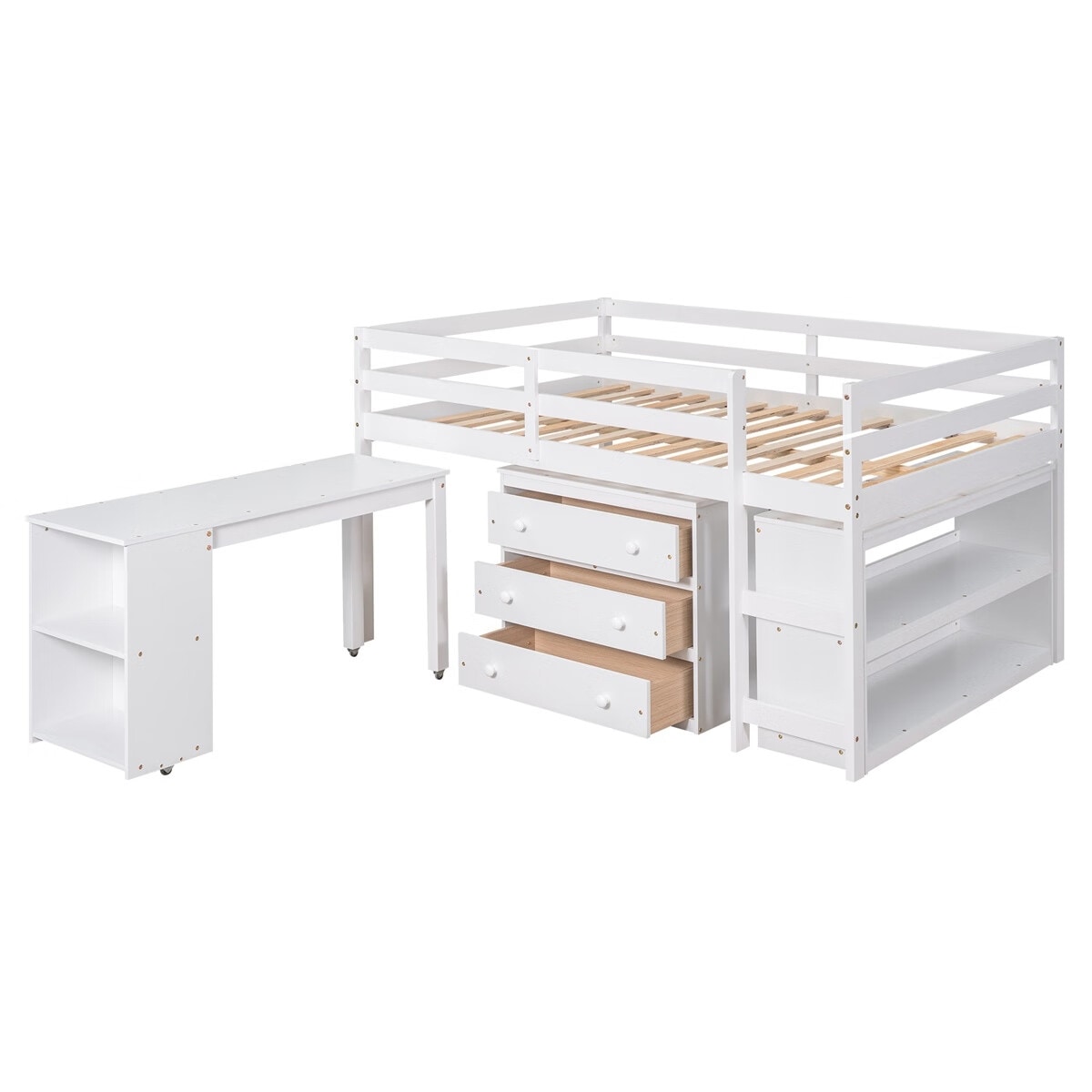 Harper & Bright Designs Wood Twin Low Study Loft Bed