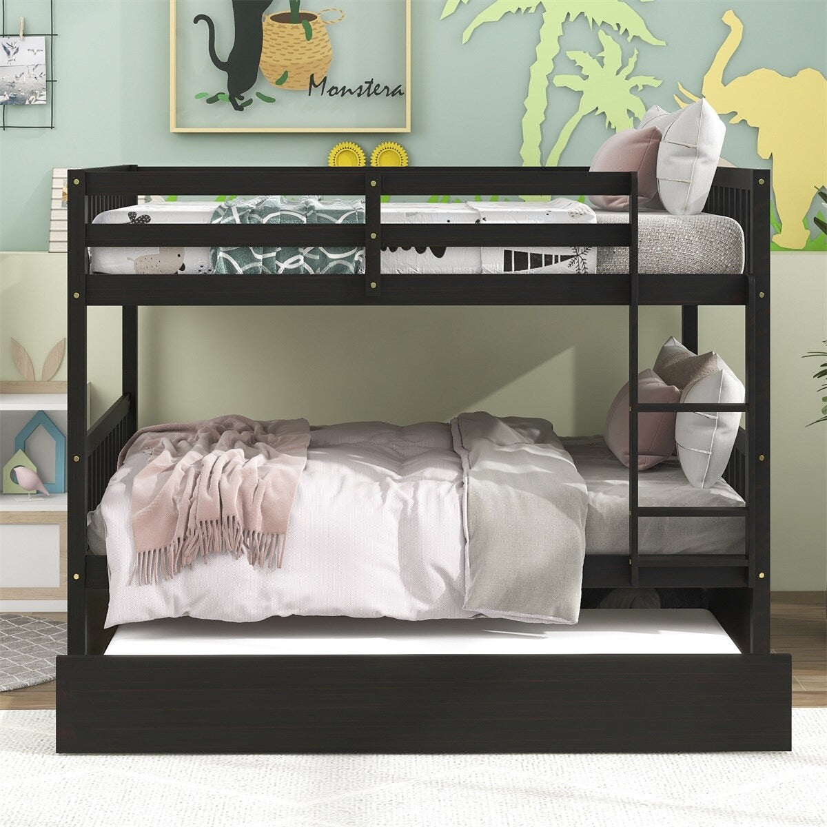 Harper & Bright Full-over-Full Detachable Bunk Bed w/ Twin Trundle