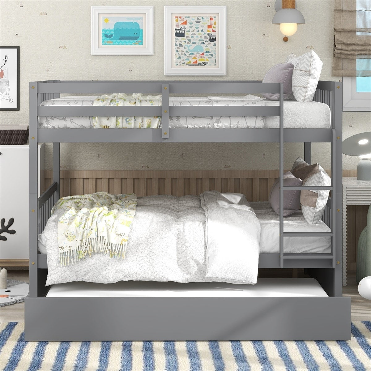 Harper & Bright Full-over-Full Detachable Bunk Bed w/ Twin Trundle