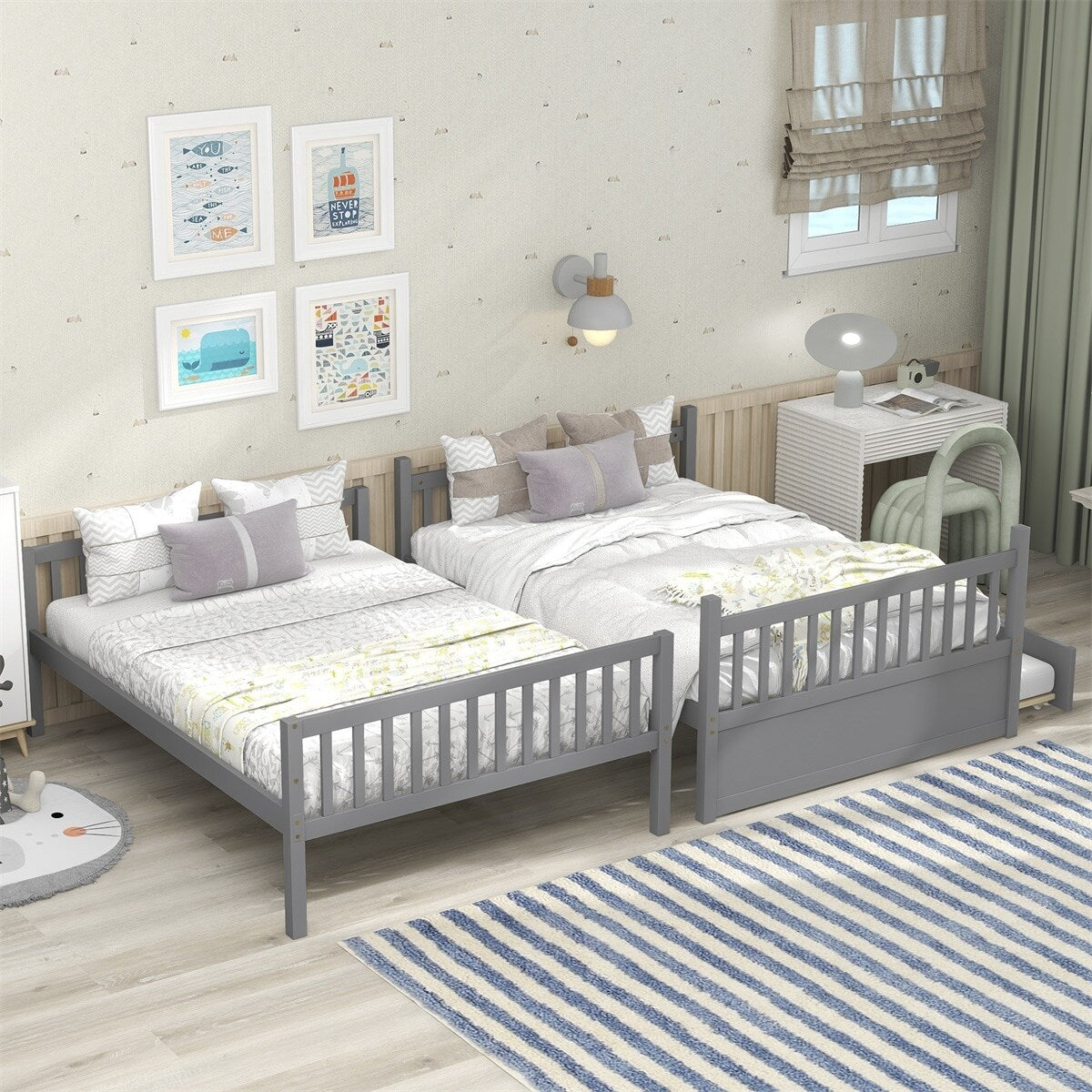 Harper & Bright Full-over-Full Detachable Bunk Bed w/ Twin Trundle