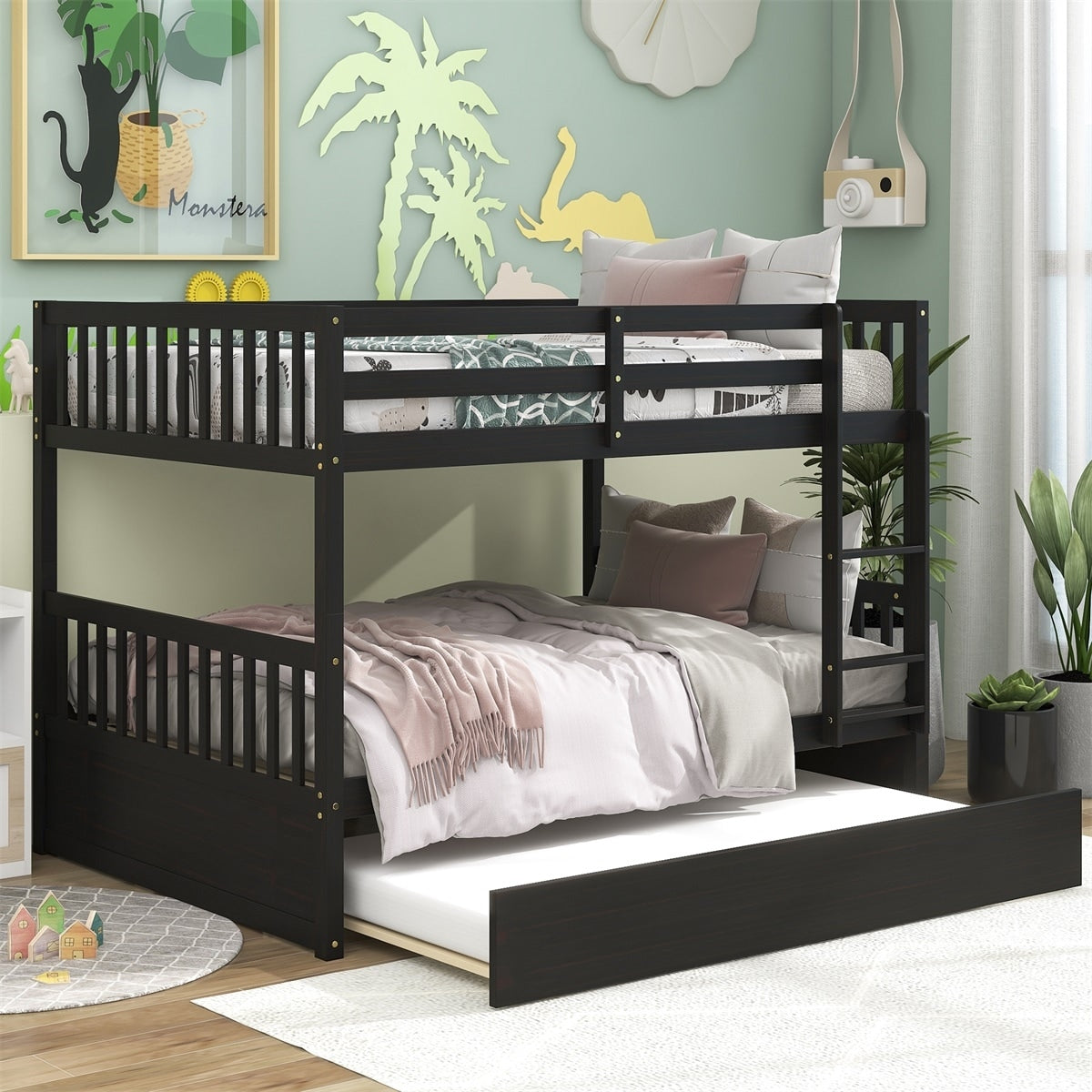 Harper & Bright Full-over-Full Detachable Bunk Bed w/ Twin Trundle