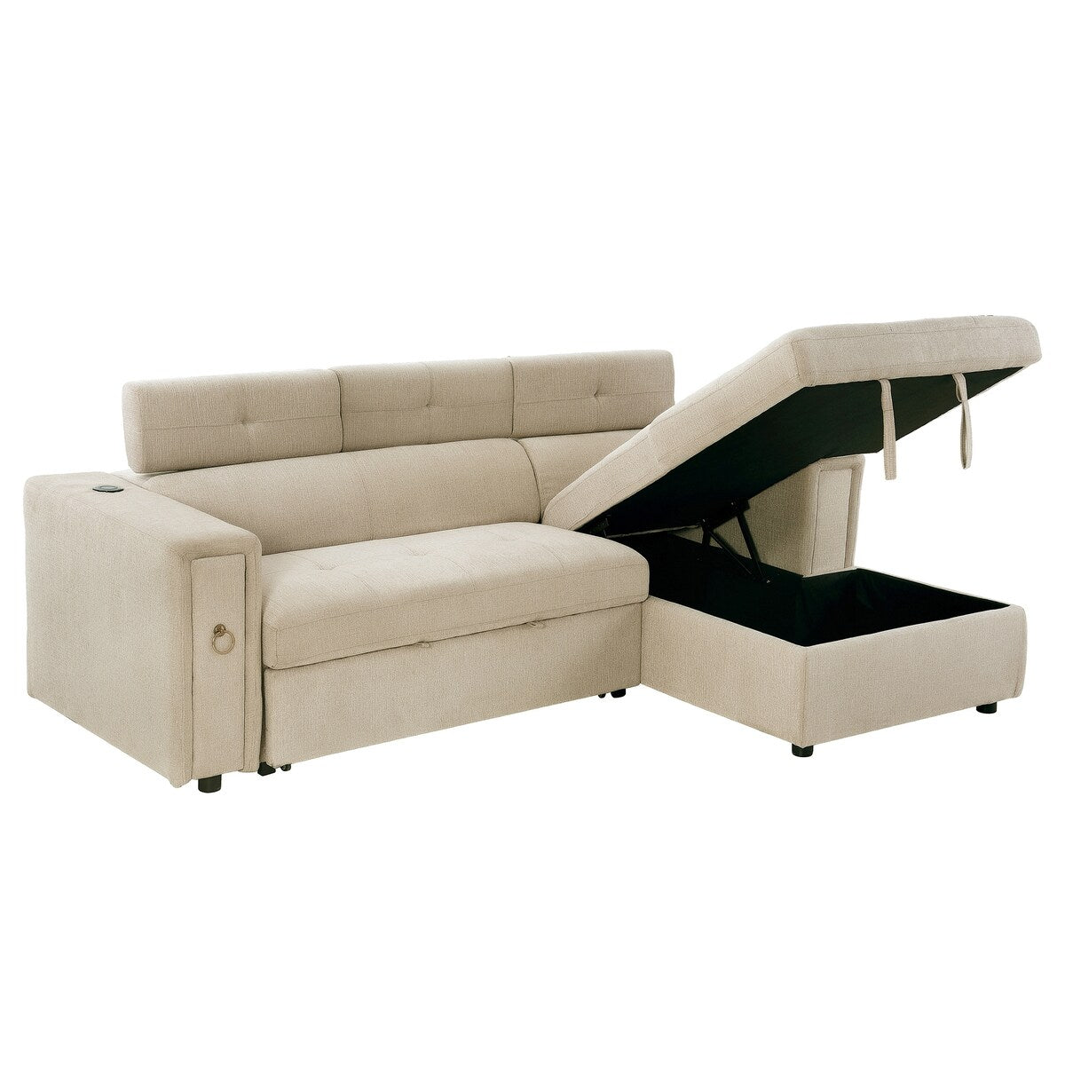 Harper&Bright Designs Multi-Functional Pull-Out Sofa Bed with Adjustable Headrest