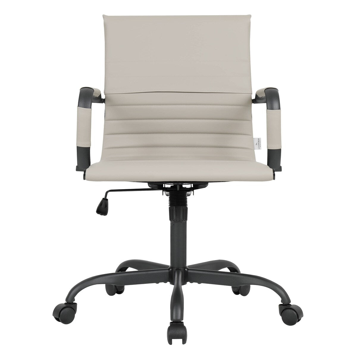 Harris Leather Adjustable Mid-Back Office Swivel Chair in Black Metal Frame for Home Conference Desk Computer Chair