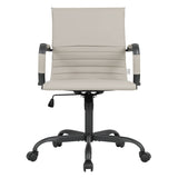 Harris Leather Adjustable Mid-Back Office Swivel Chair in Black Metal Frame for Home Conference Desk Computer Chair