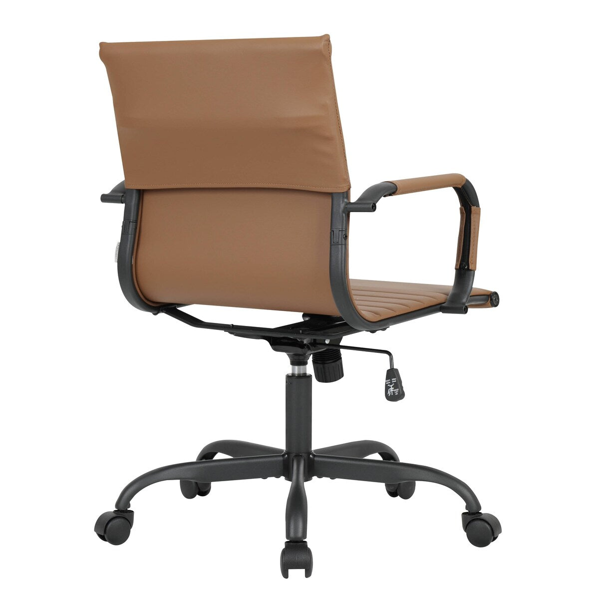 Harris Leather Adjustable Mid-Back Office Swivel Chair in Black Metal Frame for Home Conference Desk Computer Chair