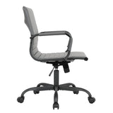 Harris Leather Adjustable Mid-Back Office Swivel Chair in Black Metal Frame for Home Conference Desk Computer Chair