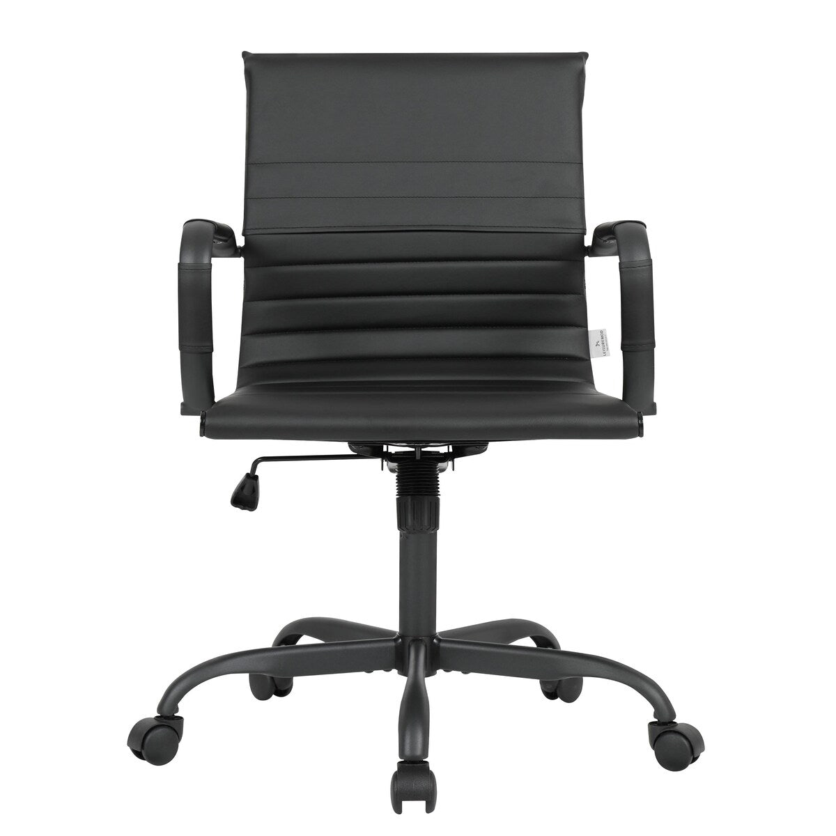 Harris Leather Adjustable Mid-Back Office Swivel Chair in Black Metal Frame for Home Conference Desk Computer Chair