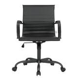 Harris Leather Adjustable Mid-Back Office Swivel Chair in Black Metal Frame for Home Conference Desk Computer Chair