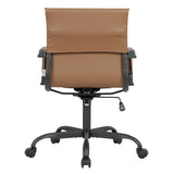 Harris Leather Adjustable Mid-Back Office Swivel Chair in Black Metal Frame for Home Conference Desk Computer Chair