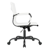 Harris Leather Adjustable Mid-Back Office Swivel Chair in Black Metal Frame for Home Conference Desk Computer Chair