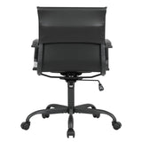 Harris Leather Adjustable Mid-Back Office Swivel Chair in Black Metal Frame for Home Conference Desk Computer Chair