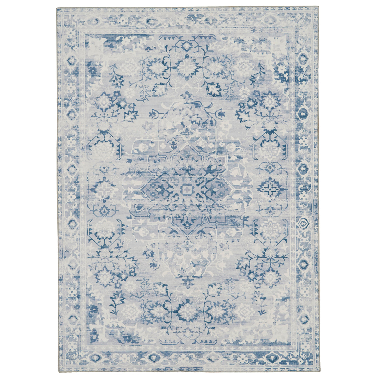 Harris Machine Washable Grey & Ivory Area Rug
