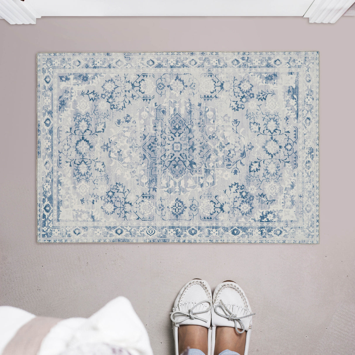 Harris Machine Washable Grey & Ivory Area Rug