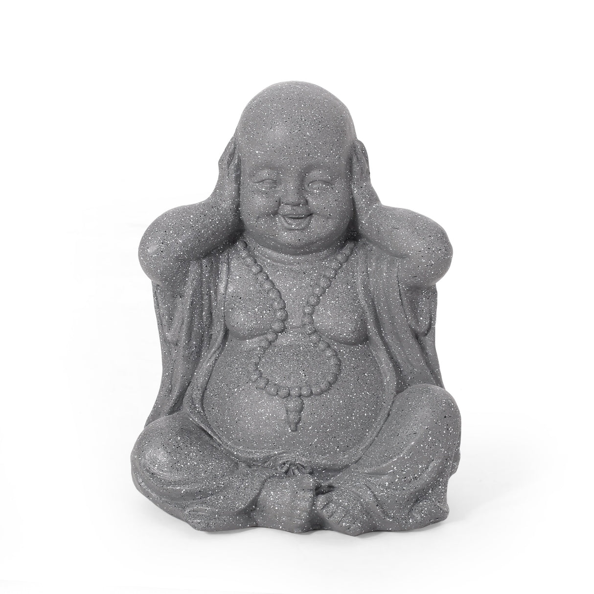 Harrod Outdoor Cast Stone Outdoor Hear No Evil Monk Garden Statue by Christopher Knight Home