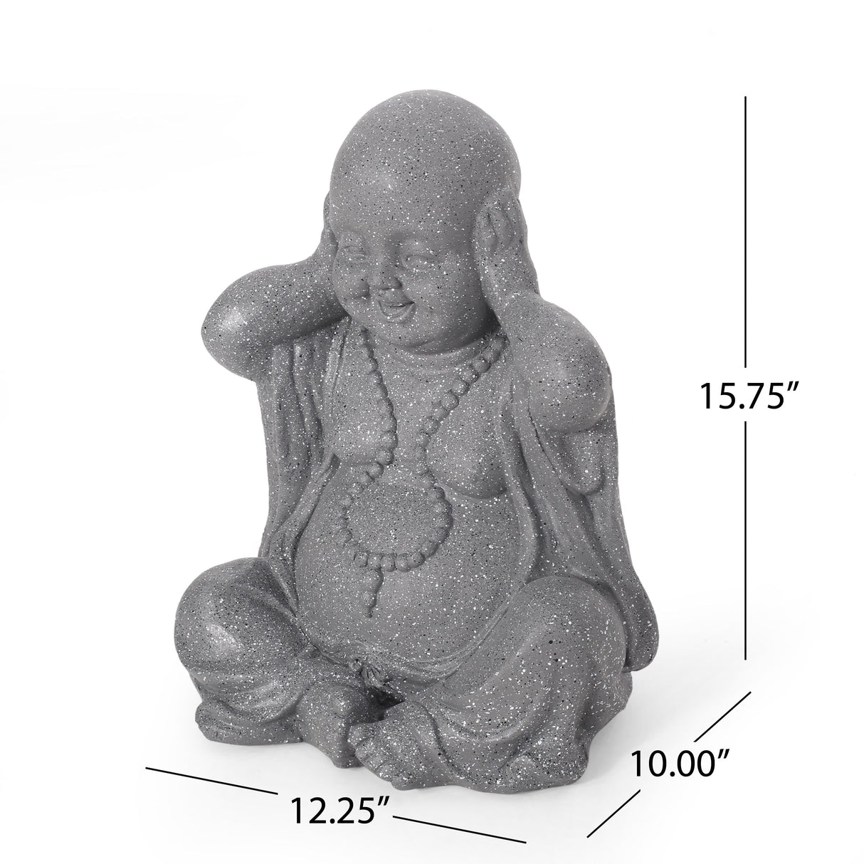 Harrod Outdoor Cast Stone Outdoor Hear No Evil Monk Garden Statue by Christopher Knight Home