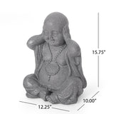 Harrod Outdoor Cast Stone Outdoor Hear No Evil Monk Garden Statue by Christopher Knight Home