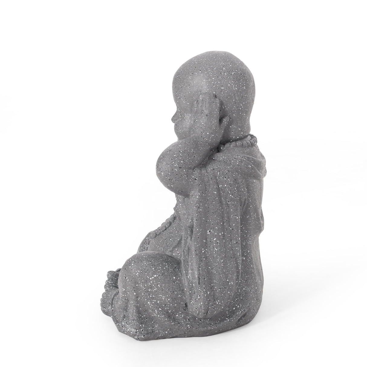 Harrod Outdoor Cast Stone Outdoor Hear No Evil Monk Garden Statue by Christopher Knight Home
