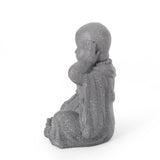 Harrod Outdoor Cast Stone Outdoor Hear No Evil Monk Garden Statue by Christopher Knight Home
