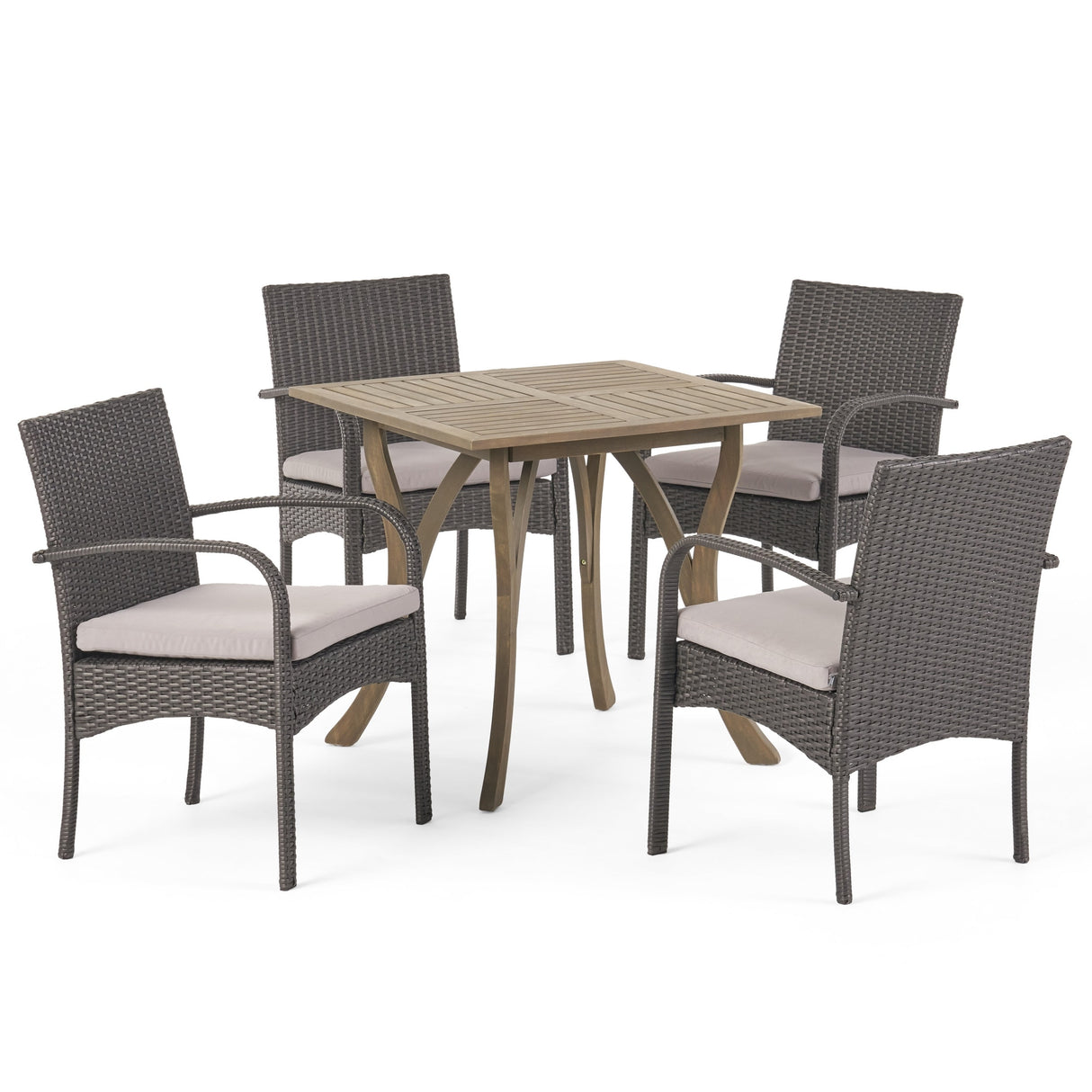 Hartford Acacia Wood and Wicker 5-piece Dining Set by Christopher Knight Home