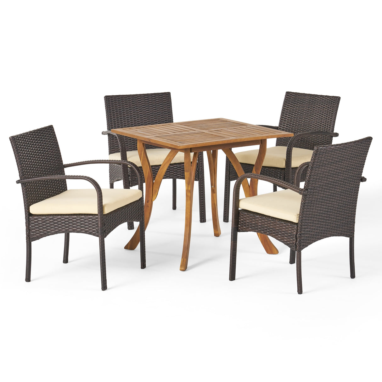 Hartford Acacia Wood and Wicker 5-piece Dining Set by Christopher Knight Home