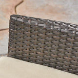 Hartland Outdoor 6-Seater Rectangular Acacia Wood and Wicker Dining Set by Christopher Knight Home