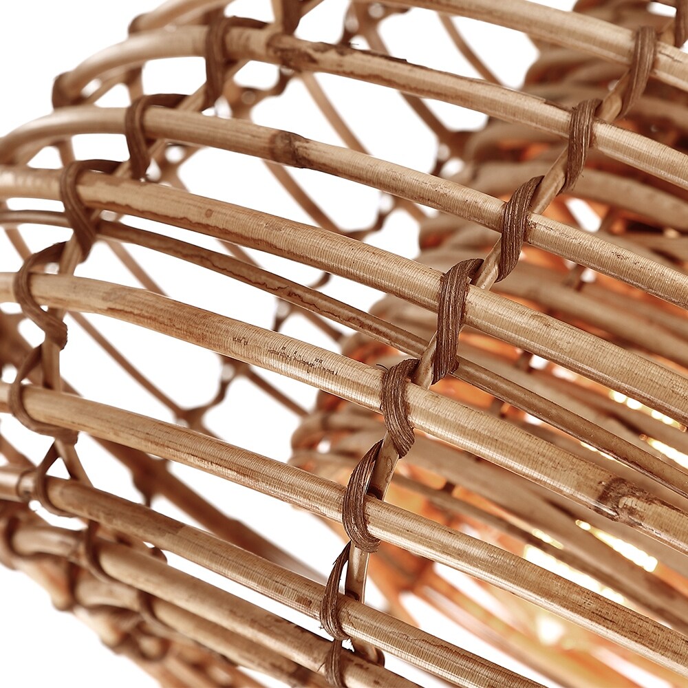 Harvest 12 in. 1-Light Natural Rattan Outdoor Semi-Flush Mount Ceiling Light - 12'' W